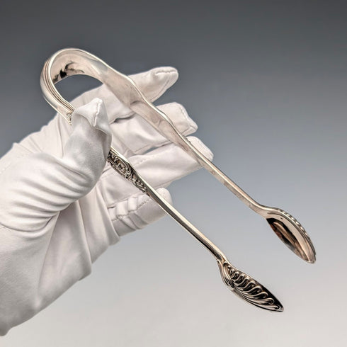 1853 年英國古董鍍銀糖鉗埃爾金頓